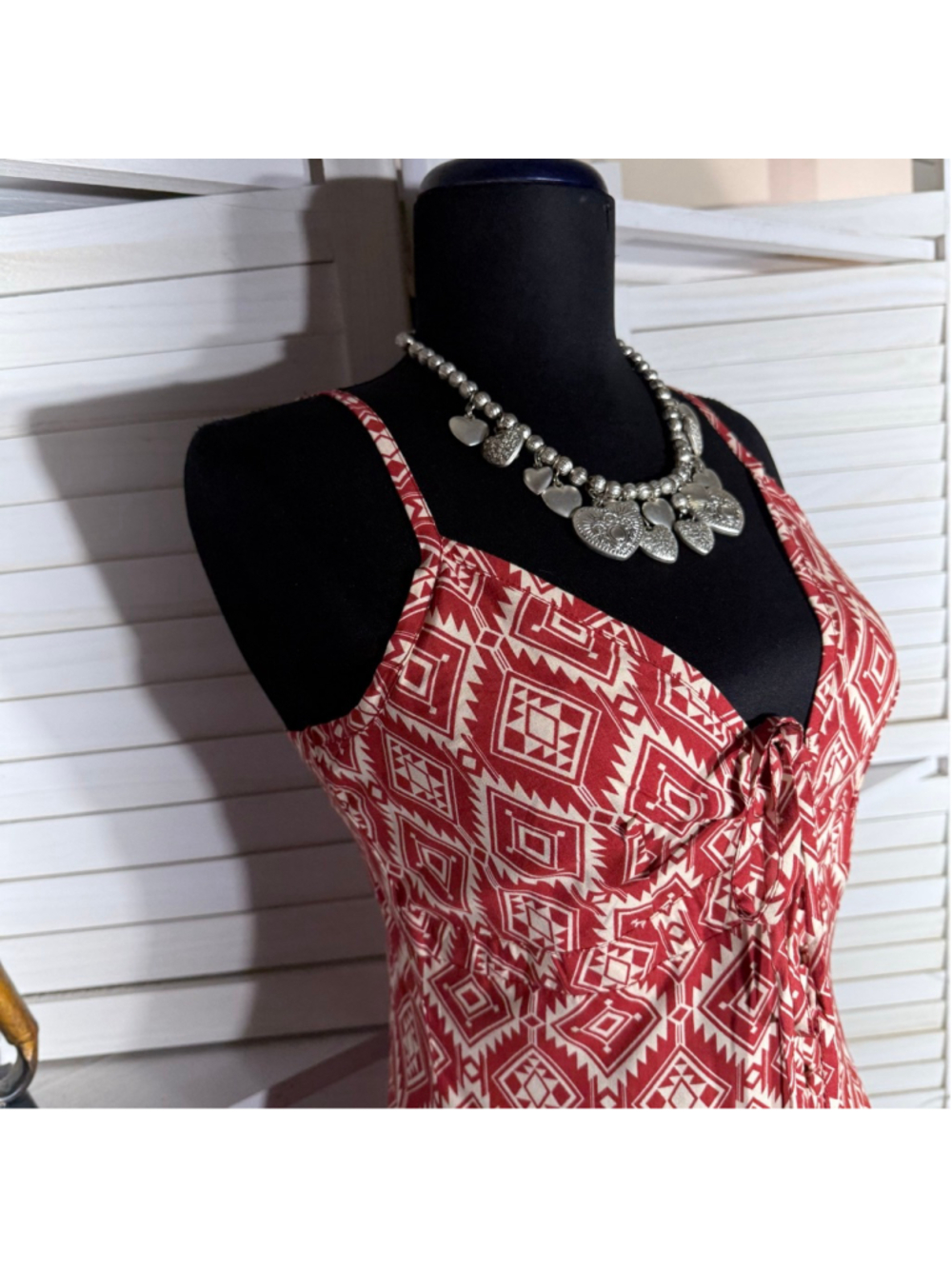 Rock & Roll Denim maxi dress hippy boho diamond tiers whimsigoth fairy western S - Picture 11 of 16